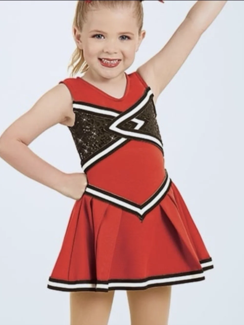 Weissman Legendary Red Black White Sequin Cheerleader Dance Costume MC 11023